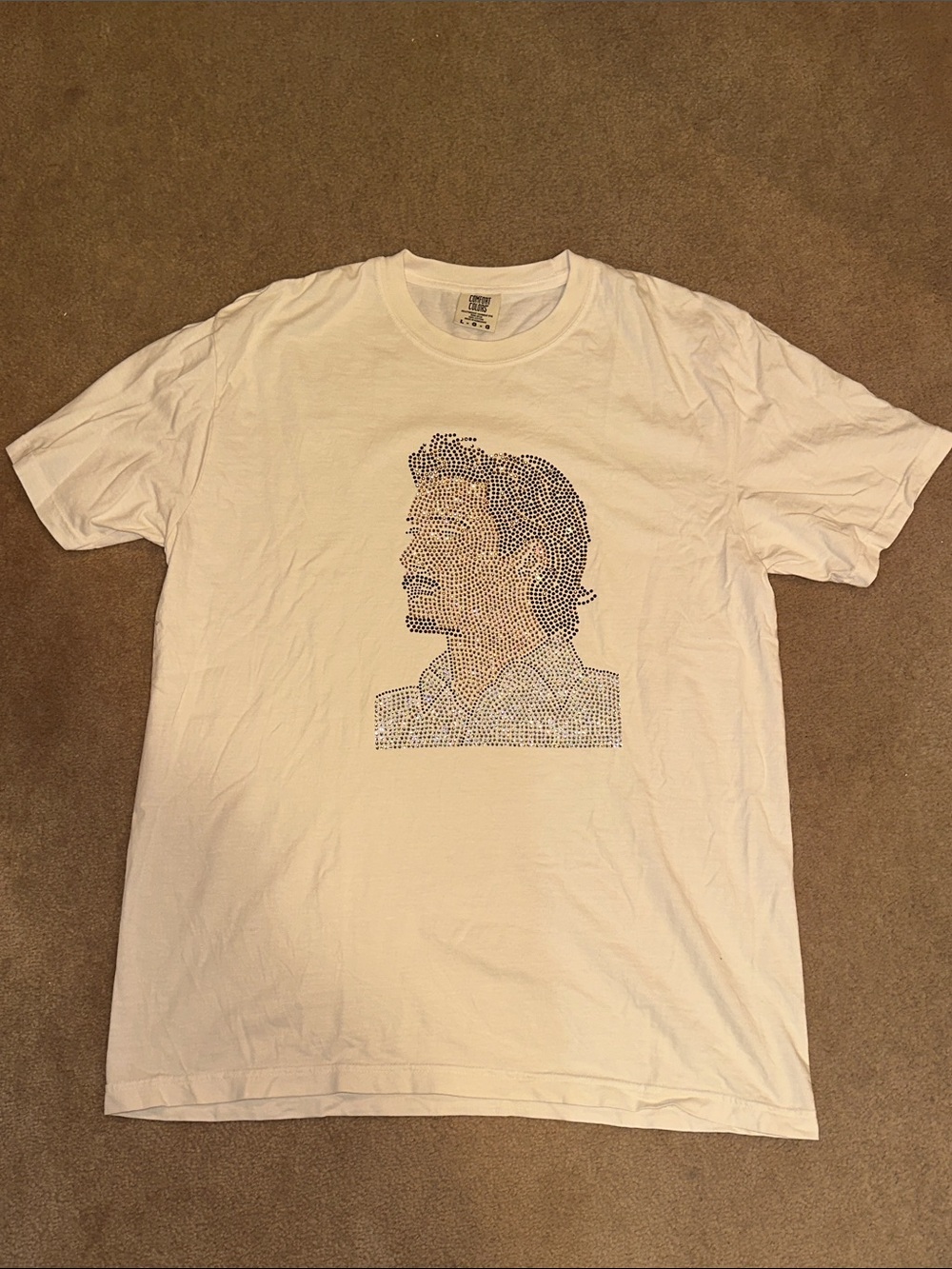 Morgan Wallen Embellished White Graphic Tee with Portrait Print